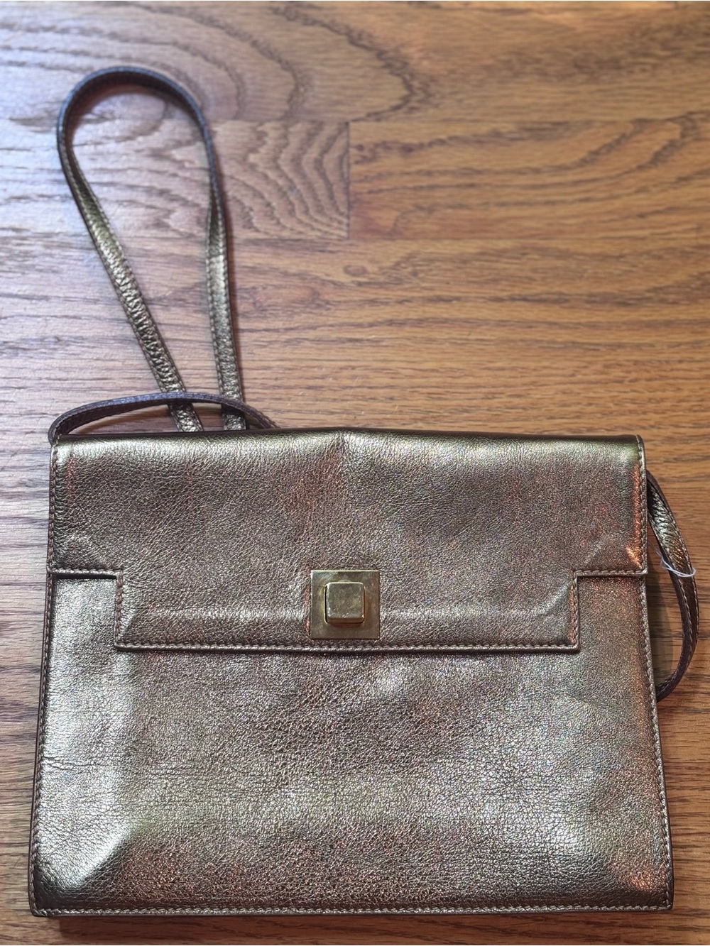 Vintage Furla Metallic Leather Crossbody Clutch Y2K Italian Designer Bag